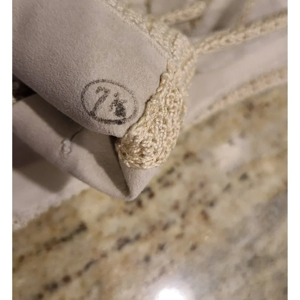 Vintage Plus Size XL Beige Soft Leather Crochet 9